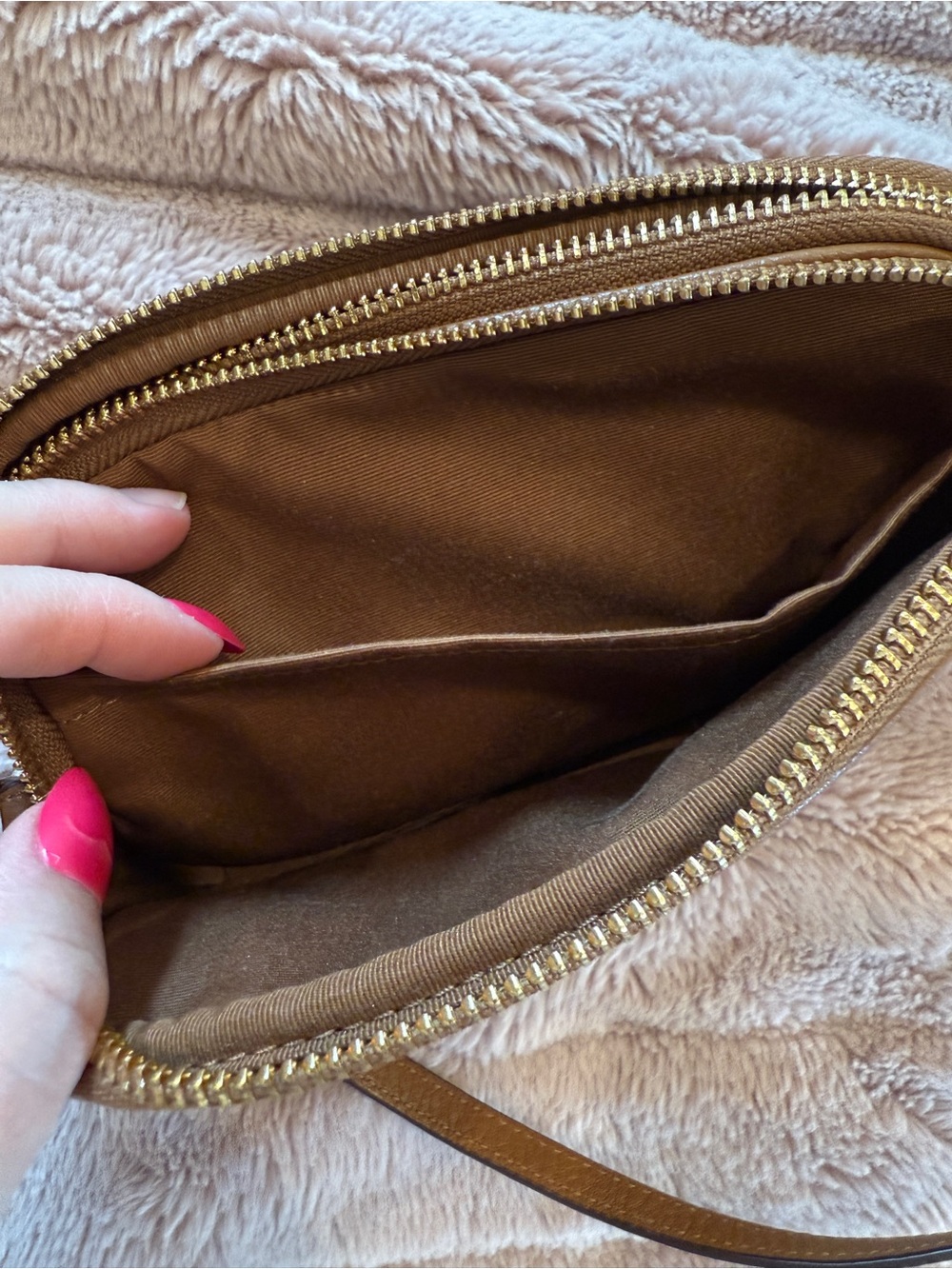Coach Pebbled Leather Crossbody in Cognac Brown/Gold Hardware - Picture 4 of 5